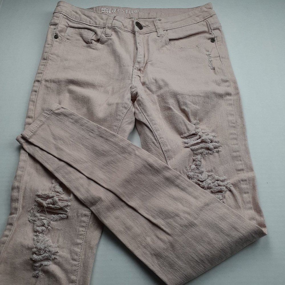 Machine Destroyed Blush Pink Skinny Jeans
